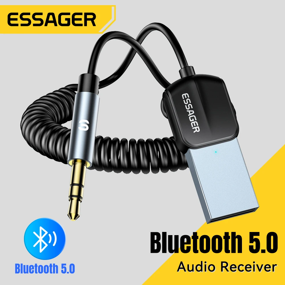 Essager 차량용 블루투스 Aux 어댑터 동글 USB 3.5mm 잭 오디오 무선 핸즈프리 키트, 스테레오 수신기, USB 송신기 title=Essager 차량용 블루투스 Aux 어댑터 동글 USB 3.5mm 잭 오디오 무선 핸즈프리 키트, 스테레오 수신기, USB 송신기