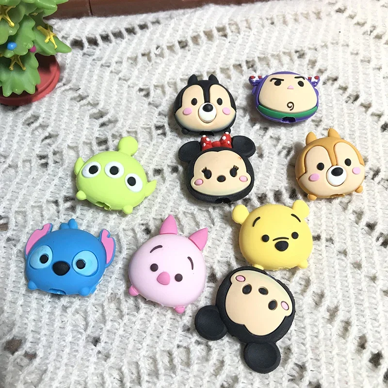 디즈니 스티치 미키 USB 데이터 라인 헤드 보호 커버, 귀여운 만화 아이폰 충전기 케이블 보호대 케이스, DIY 액세서리 선물