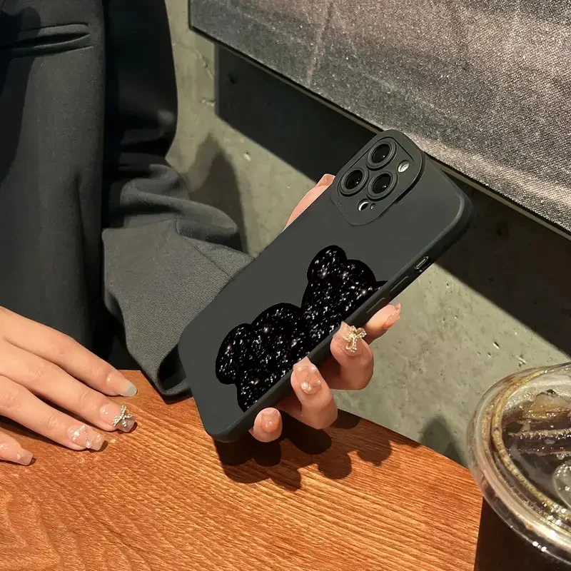 플로럴 베어 페인팅 휴대폰 케이스, 아이폰 16, 15, 14 프로 맥스, 13, 12, 11, XS, X, XR, 7, 8 플러스, SE, 2022, SE3, 충격 방지 소프트 실리콘 커버