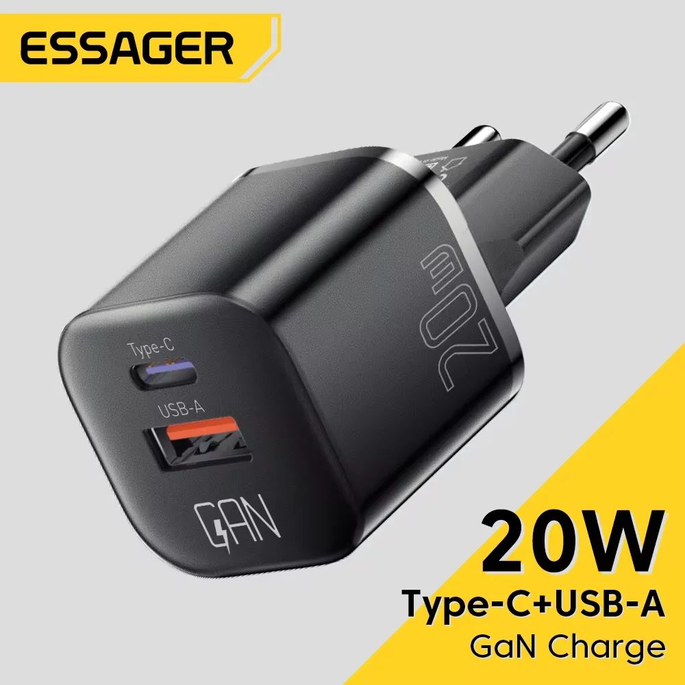 Essager 20W GaN USB C 타입 충전기 PD 빠른 충전 전화기 QC 3.0 고속 충전기 아이폰 14 13 12 11 프로 맥스 미니 아이패드용 충전 title=Essager 20W GaN USB C 타입 충전기 PD 빠른 충전 전화기 QC 3.0 고속 충전기 아이폰 14 13 12 11 프로 맥스 미니 아이패드용 충전