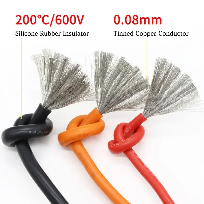 소프트 실리콘 케이블, 자동차 배터리, 자동차 배선, 내열성 전선, 26, 24, 22, 20, 18, 16, 14, 12, 10, 8, 6, 4, 2AWG, 1 m, 5 m, 10m