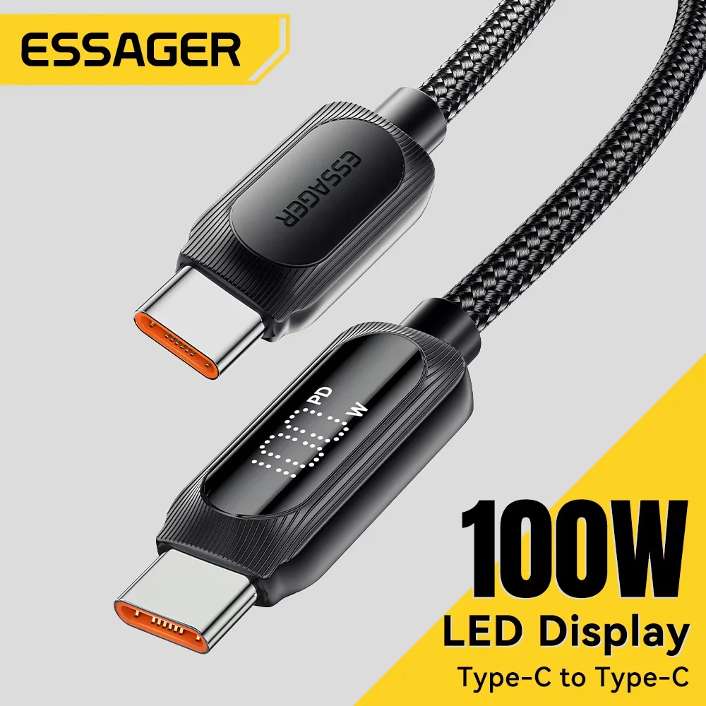 Essager USB C 타입 to USB C 케이블, 고속 충전 와이어 코드, 맥북, 샤오미, 삼성, C타입 디지털 디스플레이 케이블, 3M, 100W, 5A PD title=Essager USB C 타입 to USB C 케이블, 고속 충전 와이어 코드, 맥북, 샤오미, 삼성, C타입 디지털 디스플레이 케이블, 3M, 100W, 5A PD