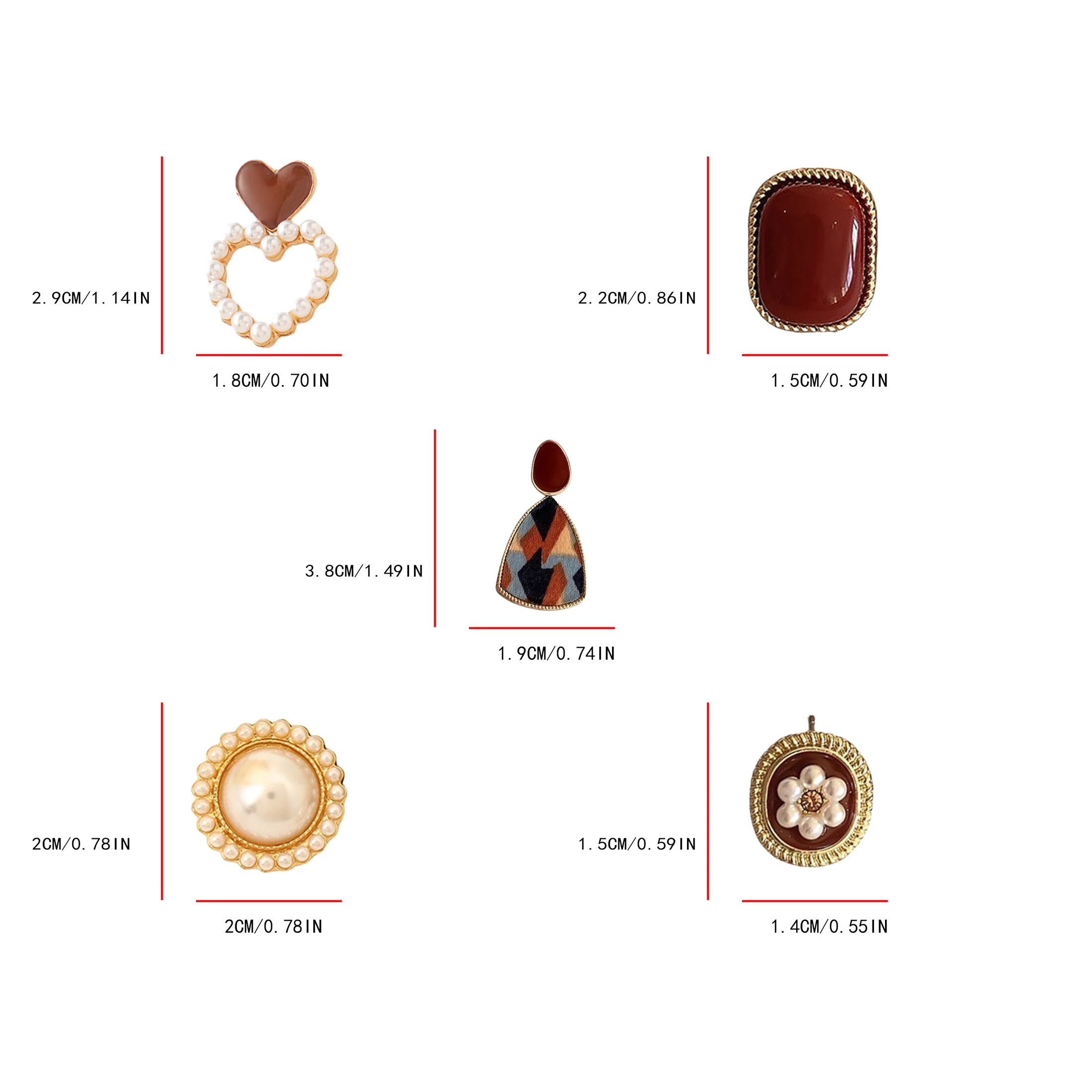 버건디 여성용 레트로 스타일 귀걸이, 피어싱 없는 여성 기질, 고급 감각 진주 귀걸이, 패션 주얼리, 에나멜 도매