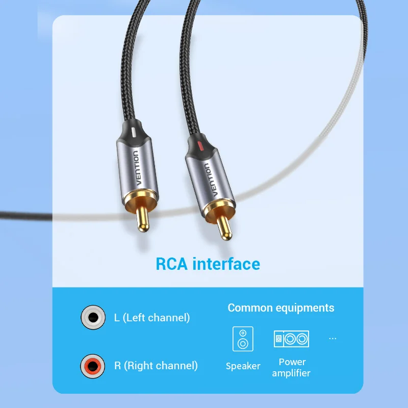 Vention-RCA 케이블 3.5mm 2RCA 분배기 RCA 잭 3.5 RCA 오디오 케이블 스마트폰 앰프 홈 시어터 AUX 케이블 RCA, Vention