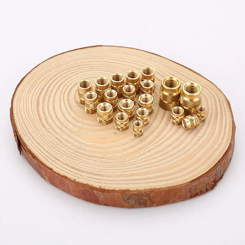 황동 핫멜트 인서트 너트 가열 몰딩 구리 나사 인서트 너트 SL 형 더블 능직 널링 사출 황동 너트 M2M3 100Pcs