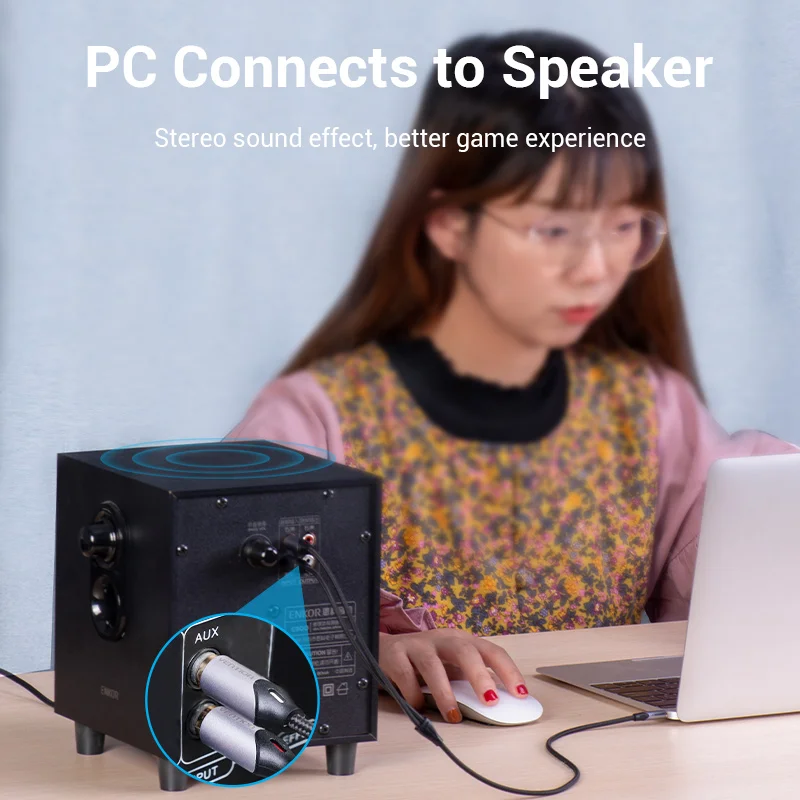 Vention-RCA 케이블 3.5mm 2RCA 분배기 RCA 잭 3.5 RCA 오디오 케이블 스마트폰 앰프 홈 시어터 AUX 케이블 RCA, Vention