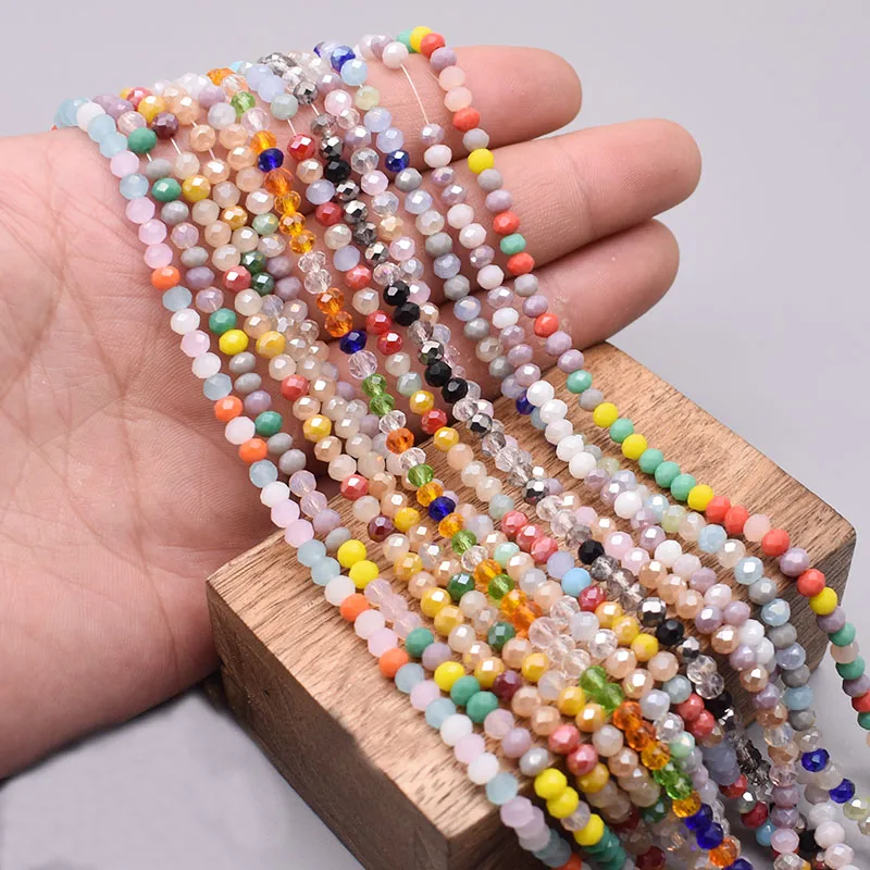 새로운 혼합 색상 크리스탈 론델 비즈 면 유리 비즈, 느슨한 스페이서 비즈, 쥬얼리 제작 DIY 여성 팔찌, 2mm, 3mm, 4mm