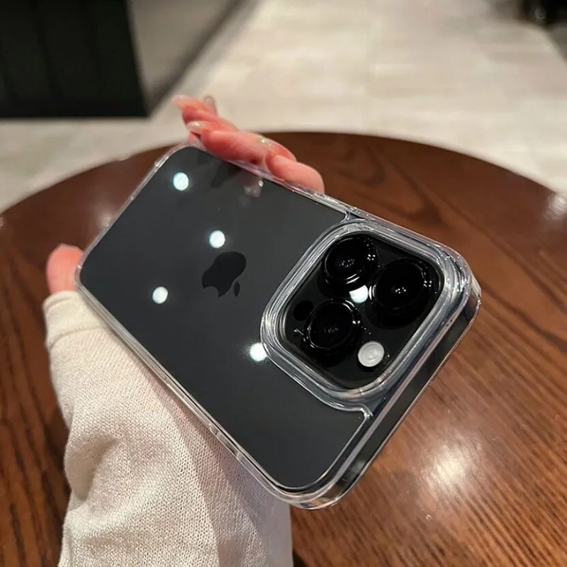 투명 충격 방지 하드 아크릴 케이스, 아이폰 16 15 14 13 12 미니 11 프로 XS 맥스 X XR 7 8 플러스 SE 소프트 실리콘 범퍼 커버