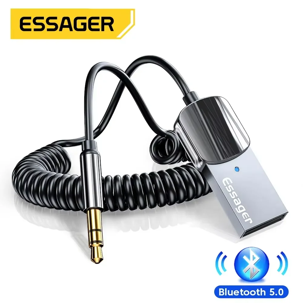 Essager Aux 어댑터 동글 USB 3.5mm 잭 자동차 오디오 Aux 블루투스 5.0 핸즈프리 키트 자동차 수신기 BT 송신기용 title=Essager Aux 어댑터 동글 USB 3.5mm 잭 자동차 오디오 Aux 블루투스 5.0 핸즈프리 키트 자동차 수신기 BT 송신기용 