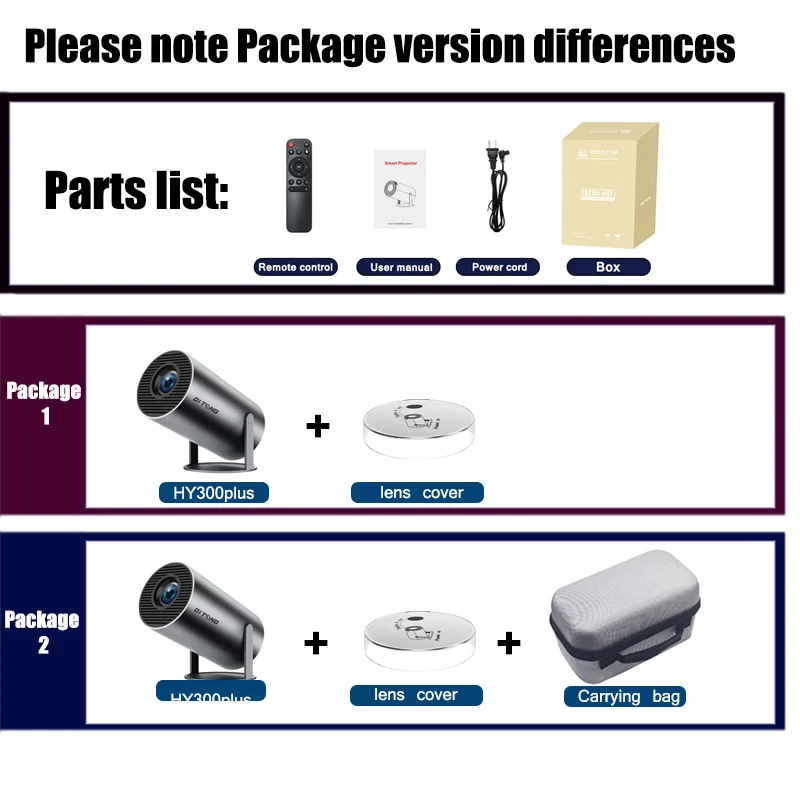 DITONG HY300 플러스 HD 프로젝터, 휴대용 4K, 1280x720P, 안드로이드 LED 비디오, 홈 시어터 시네마 폰 미니 프로젝터, 영화 HY300 프로