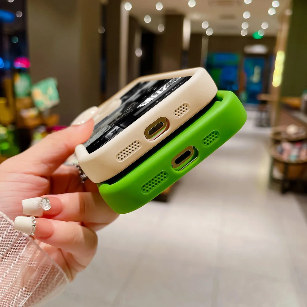 아이폰용 소프트 캔디 액상 실리콘 휴대폰 케이스, 충격 방지 범퍼 커버, 아이폰 15 프로 케이스, 11, 13, 12, 14 프로 맥스, XR, XS, 7, 8, SE