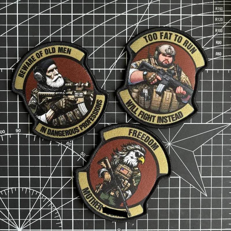 육군 병사 전술 패치, M4 라이플맨 사기 배지 인쇄 패치, 후크 앤 루프, 노인, 팻 맨, 군사 배낭 스티커