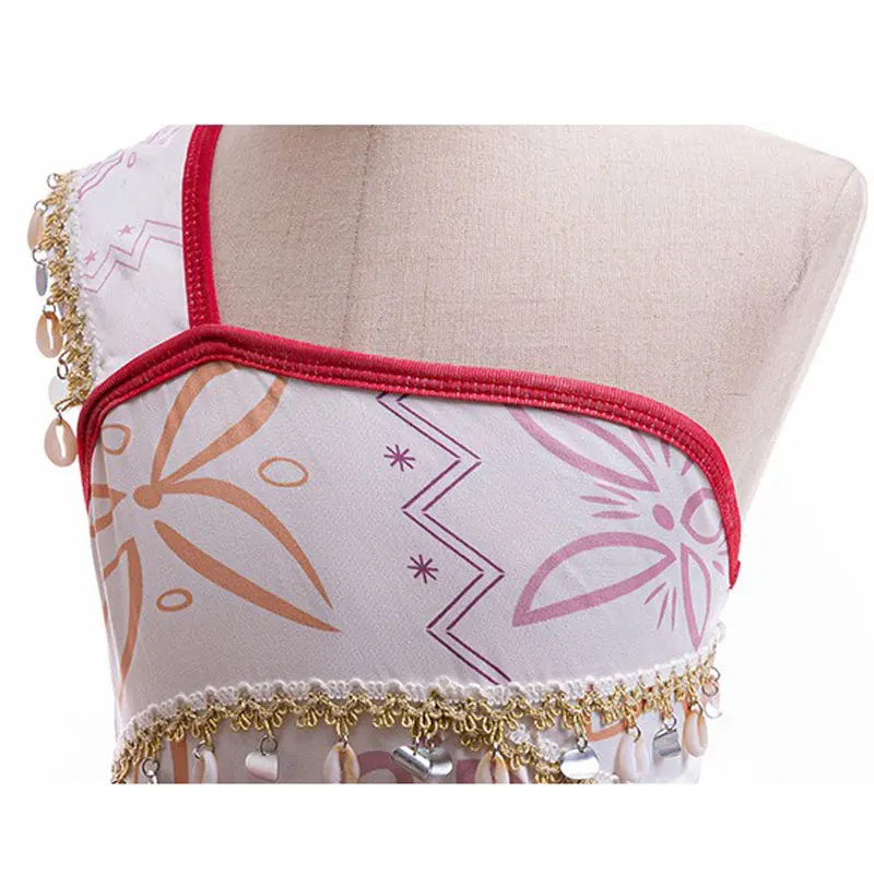 디즈니 신상 영화 모아나 2 원피스 크리스마스 소녀 모아나 공주 원피스 코스프레 소녀 원 숄더 서스펜더 원피스 액세서리 세트