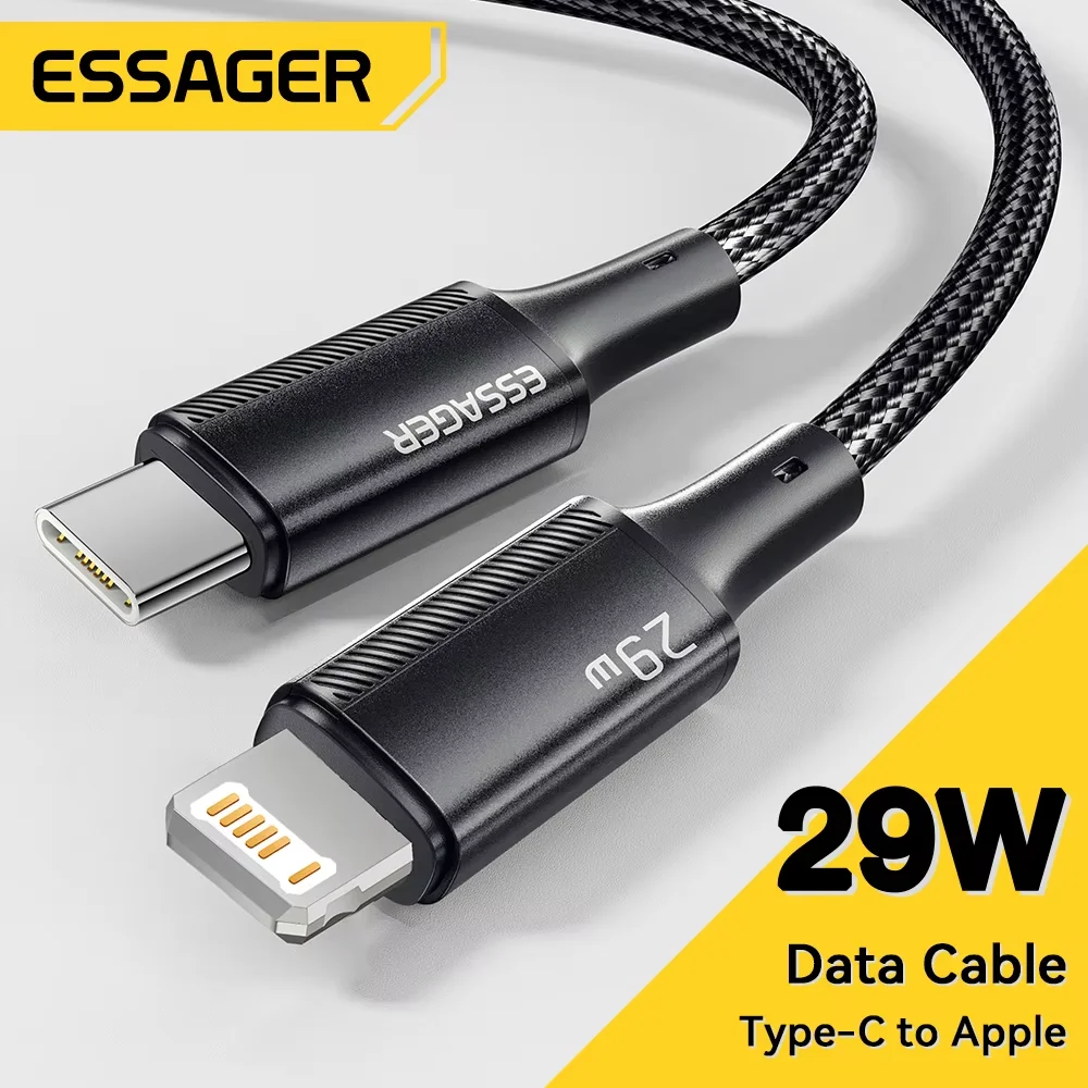 Essager 아이폰용 USB C 타입 케이블, 아이패드 맥북용, 조명 날짜 와이어, 고속 충전 케이블, 아이폰 14, 13, 12, 11 프로 맥스, Xs 플러스, 29W title=Essager 아이폰용 USB C 타입 케이블, 아이패드 맥북용, 조명 날짜 와이어, 고속 충전 케이블, 아이폰 14, 13, 12, 11 프로 맥스, Xs 플러스, 29W