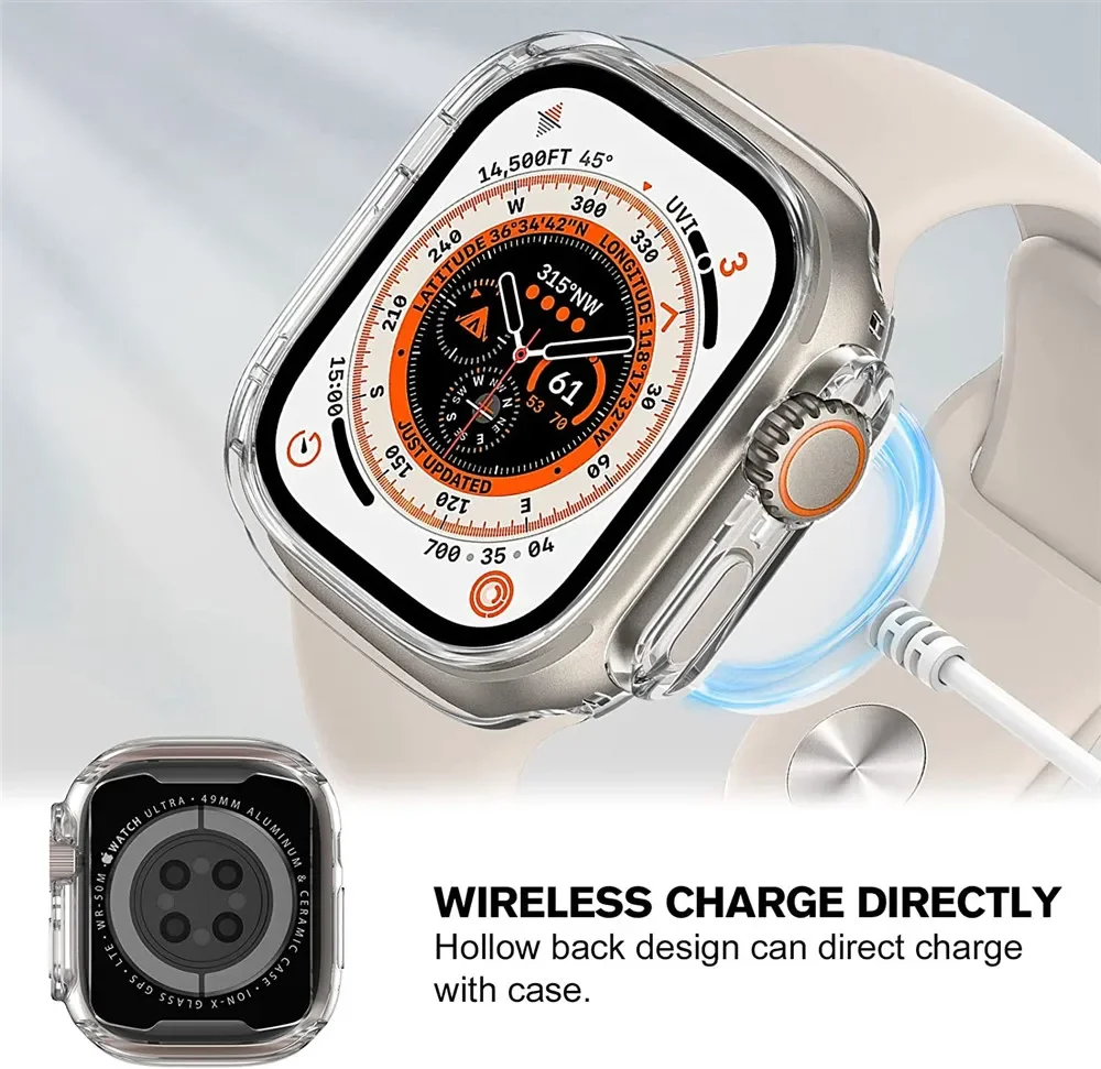 애플 워치용 TPU 케이스 커버, 울트라 49mm 범퍼, 화면 보호기 없음, 긁힘 방지 프레임, 아이워치 8, 45mm, 41mm
