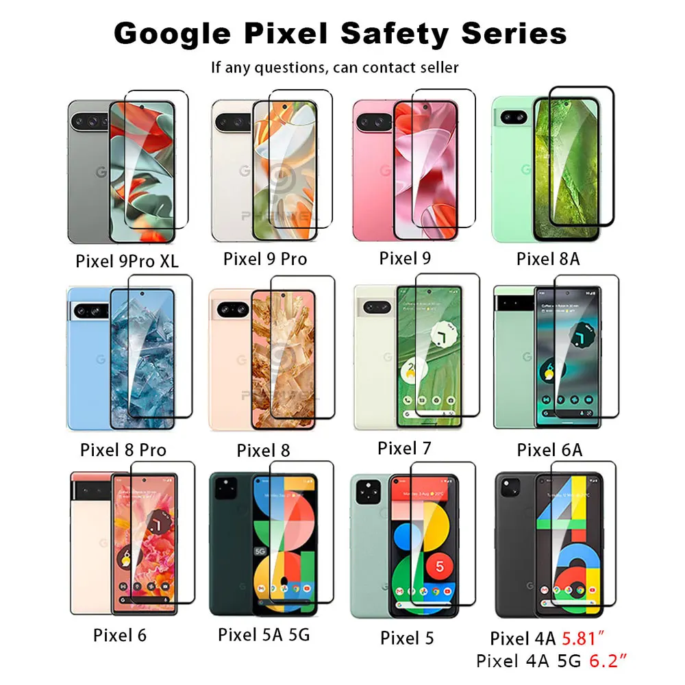 안전 커버 스크린 보호대 보호 유리, Google Pixel 9 Pro xl 8 8A 7A 5 6 6A 7 5a 4A 9 8 PRO 강화 유리 필름, 2 개