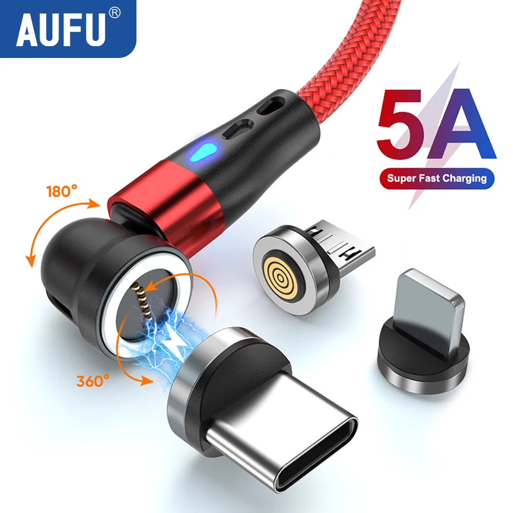 AUFU 마그네틱 C 타입 케이블, 삼성 S21 화웨이 P30 용, 아이폰 샤오미 마이크로 USB 데이터 코드, 5A, 고속 충전 와이어 title=AUFU 마그네틱 C 타입 케이블, 삼성 S21 화웨이 P30 용, 아이폰 샤오미 마이크로 USB 데이터 코드, 5A, 고속 충전 와이어 