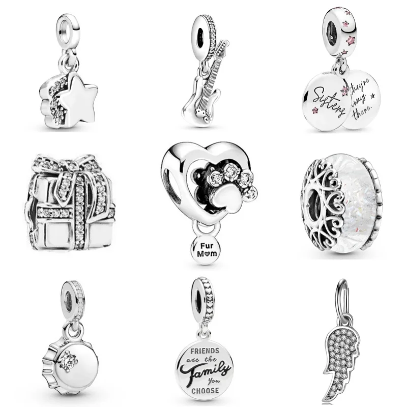 2024 새로운 925 실버 컬러 시리즈 펜던트의 매력 비즈 판도라 목걸이 팔찌 키 체인 DIY 파인 여성 쥬얼리 선물