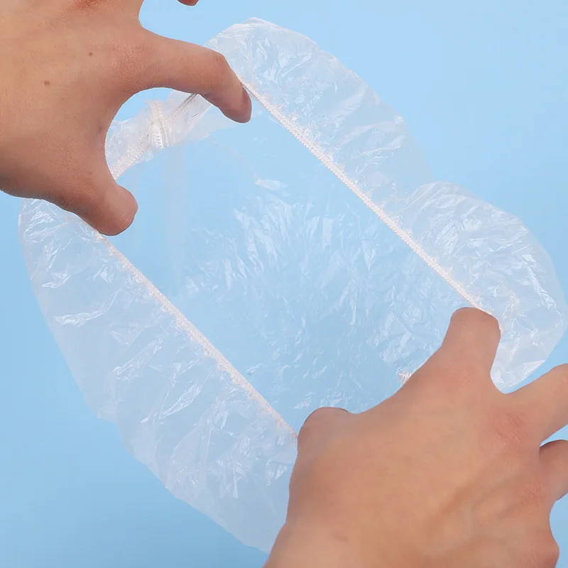 일회용 샤워 목욕 캡, 방수 플라스틱 모자, 여성용 머리 커버, 목욕 모자, 100 개