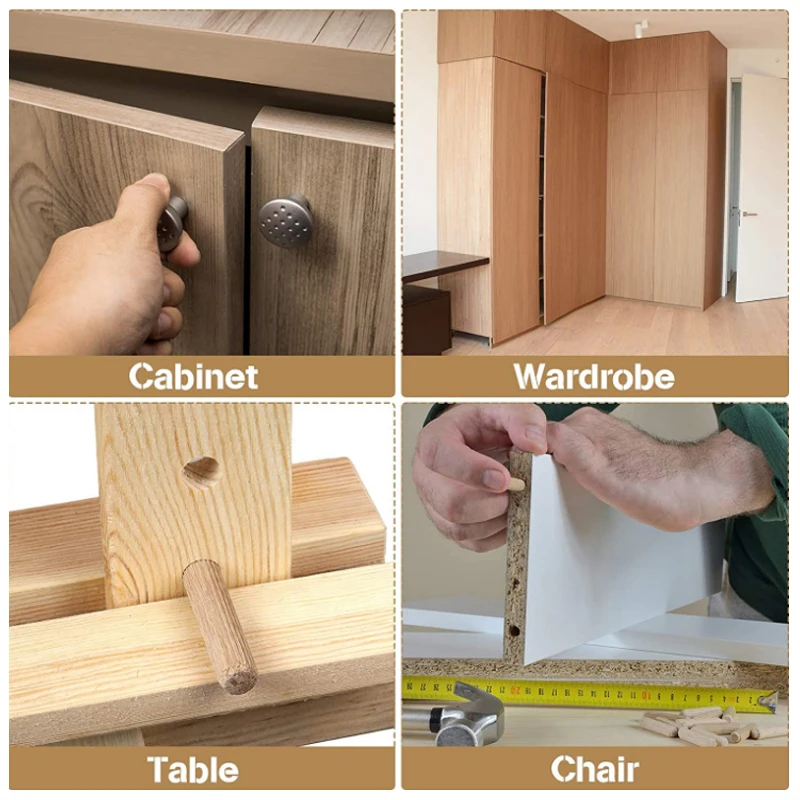 나무 다월 캐비닛 서랍 원형 플루트 목재 공예 다월 핀 막대 세트, 가구 피팅 나무 다월 핀, 100 개 50 개