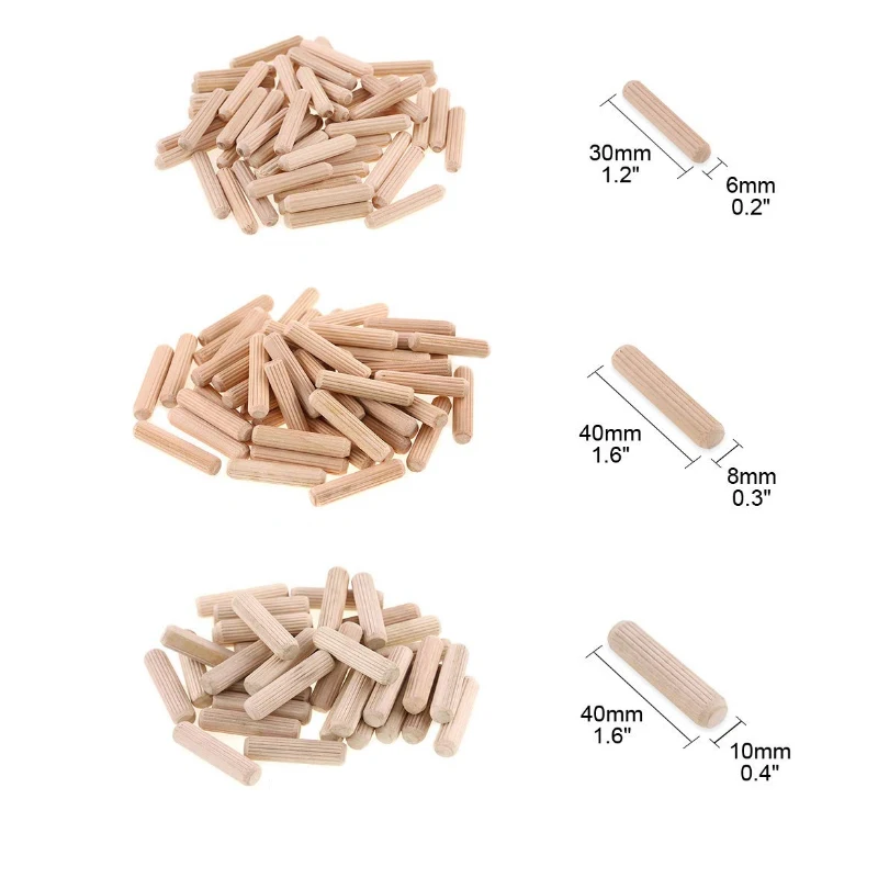 나무 다월 캐비닛 서랍 원형 플루트 목재 공예 다월 핀 막대 세트, 가구 피팅 나무 다월 핀, 100 개 50 개