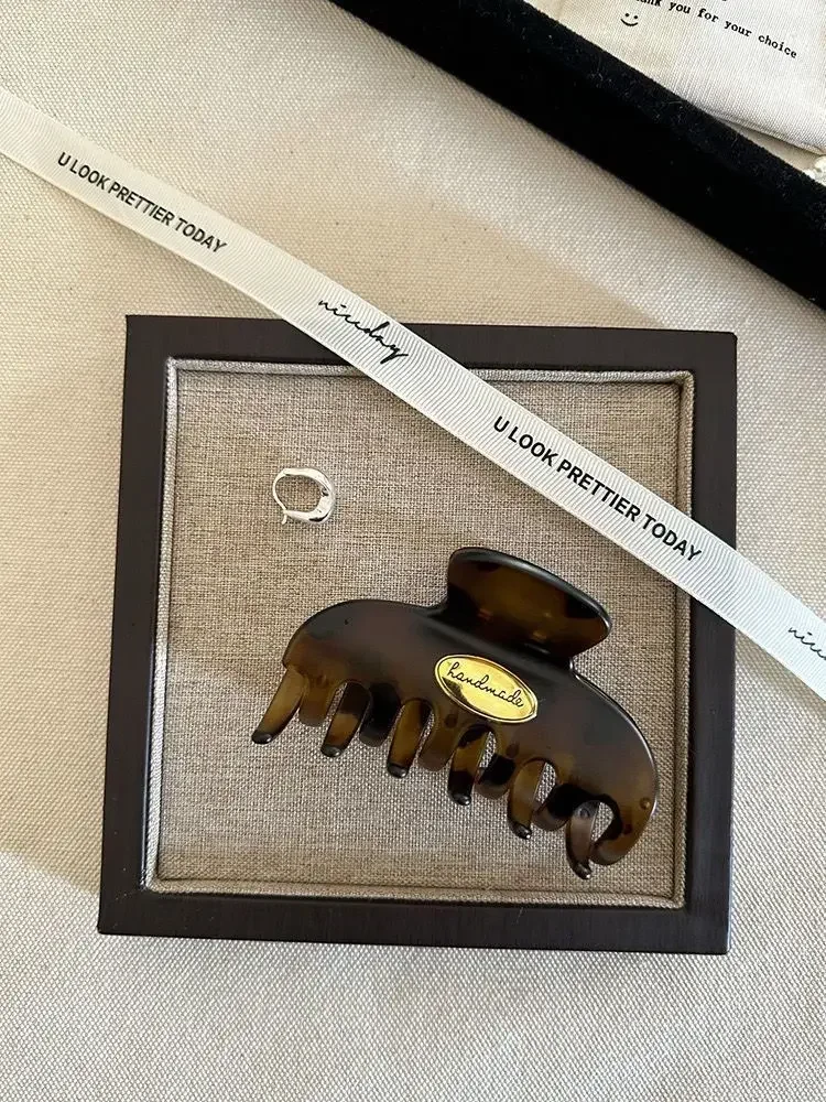 여성용 레트로 헤어 클립, 아크릴 골드 컬러, 레터 헤어 클로 클립, 트렌디 크로스 헤어핀, 한국 헤어 액세서리, 소녀 머리 착용