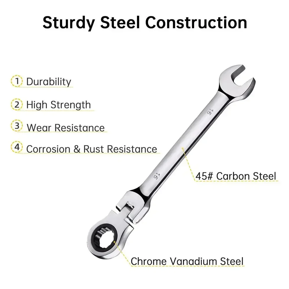 6mm 7mm 8mm 9mm 10mm 11mm 12mm 13mm 14mm 15mm 16mm 17mm 18mm 19mm 가역 래칫 렌치 래칫 소켓 스패너 너트 도구