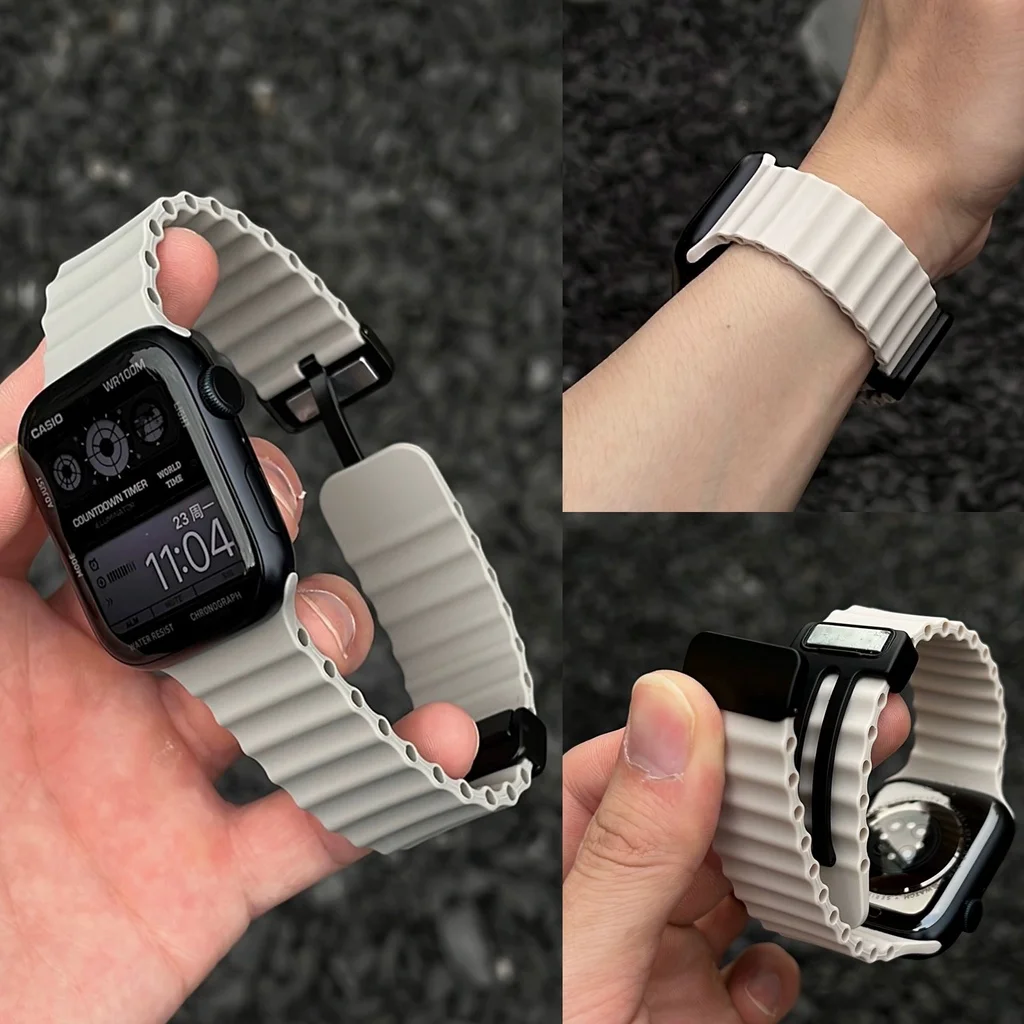 Apple Watch 밴드 울트라 2 용 마그네틱 버클 스트랩 49mm 45mm 44mm 40mm 41mm 38 42mm 실리콘 팔찌 iWatch 시리즈 7 6 3 se 8 9 title=Apple Watch 밴드 울트라 2 용 마그네틱 버클 스트랩 49mm 45mm 44mm 40mm 41mm 38 42mm 실리콘 팔찌 iWatch 시리즈 7 6 3 se 8 9 