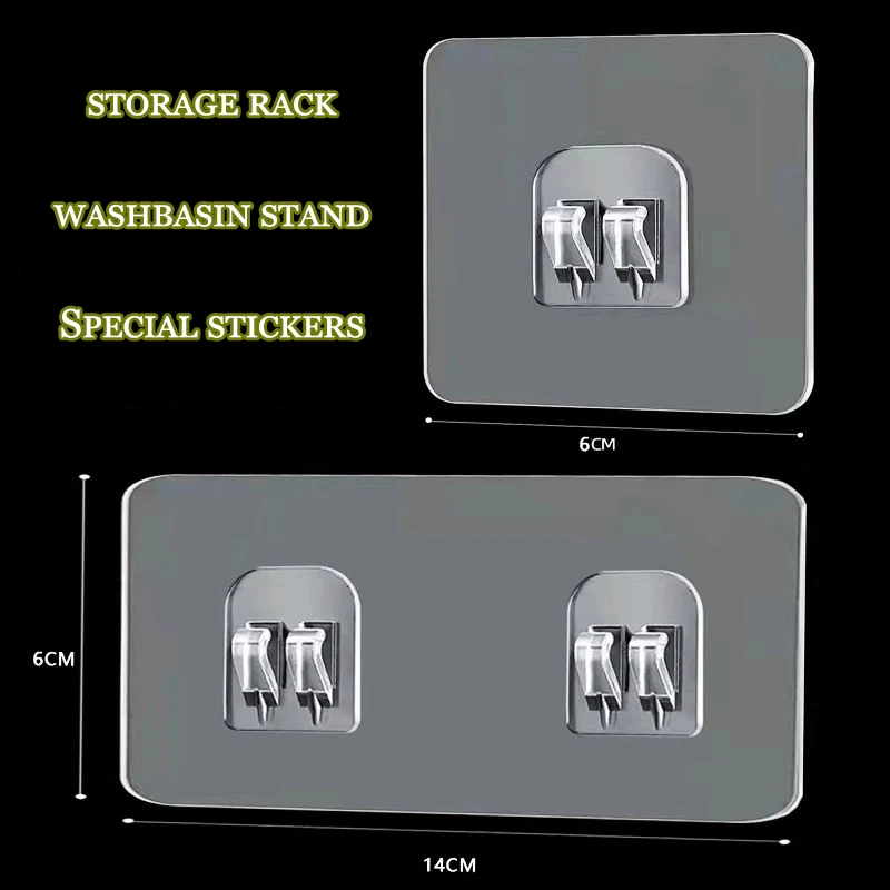 방수 강한 접착 후크 선반 스티커, 욕실 주방 벽 선반 랙, 주방 접착 벽 나사 후크 보관 랙