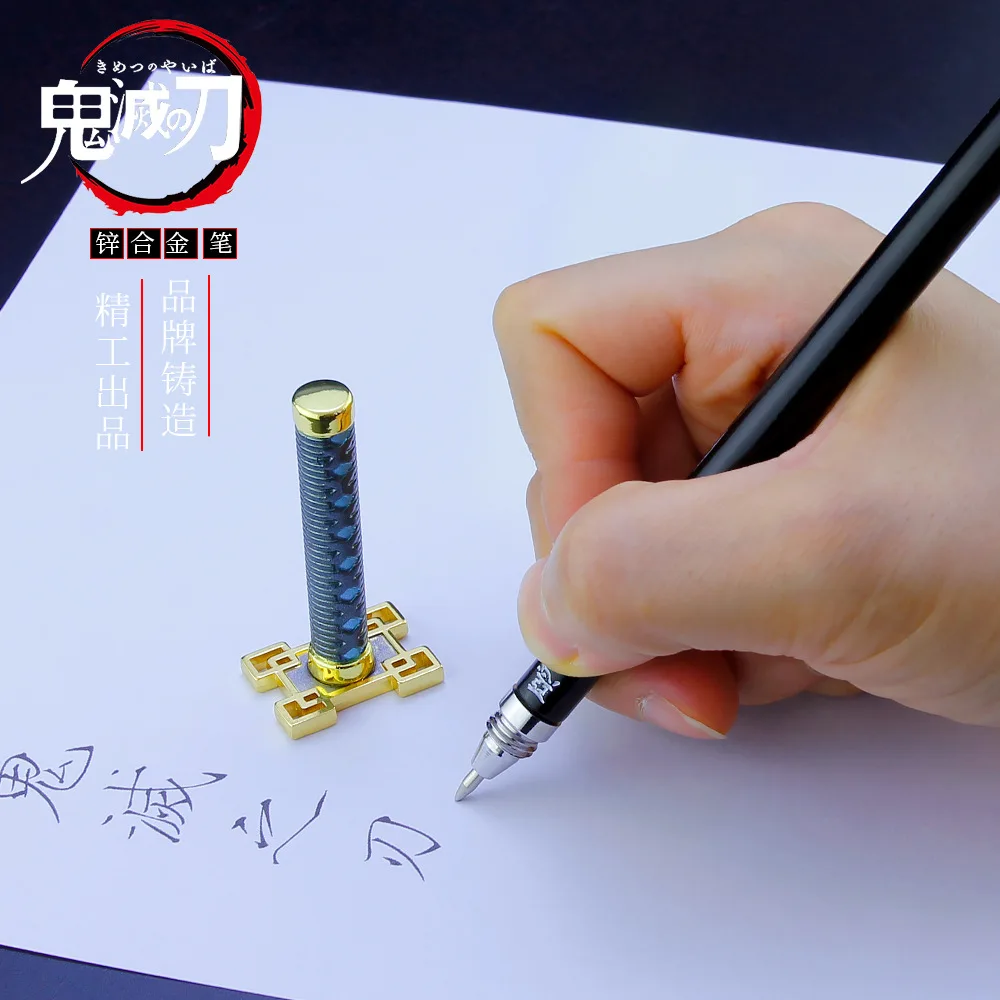 20CM 애니메이션 악마 슬레이어 소드 모델, 젤 펜, 키메쓰노 야이바 탄지로 무기, 블랙 리필 코스프레 소품, 학생 선물 상자 패키지