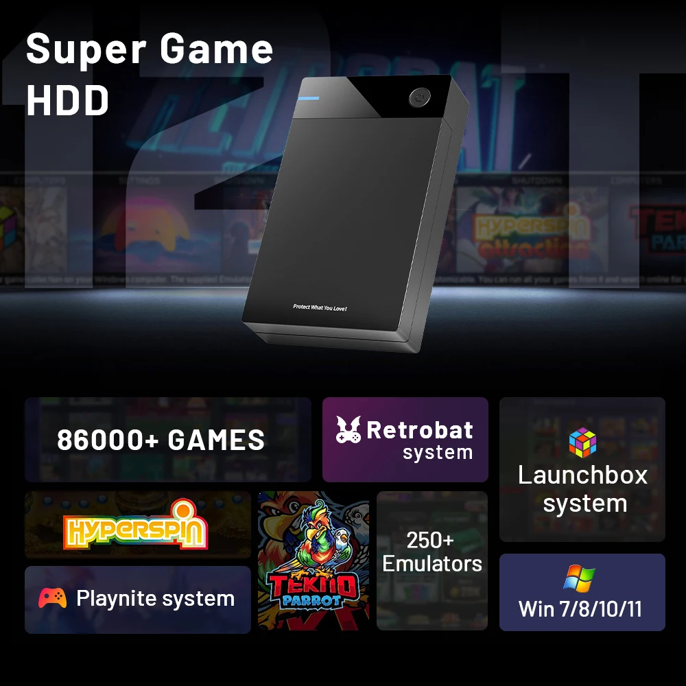 Hyperspin Launchbox Retrobat Playnite 슈퍼 콘솔 게임용 HDD, PS3, PS2, PSP, WII, WIIU, DC용 86000 + 레트로 비디오 게임, 12T