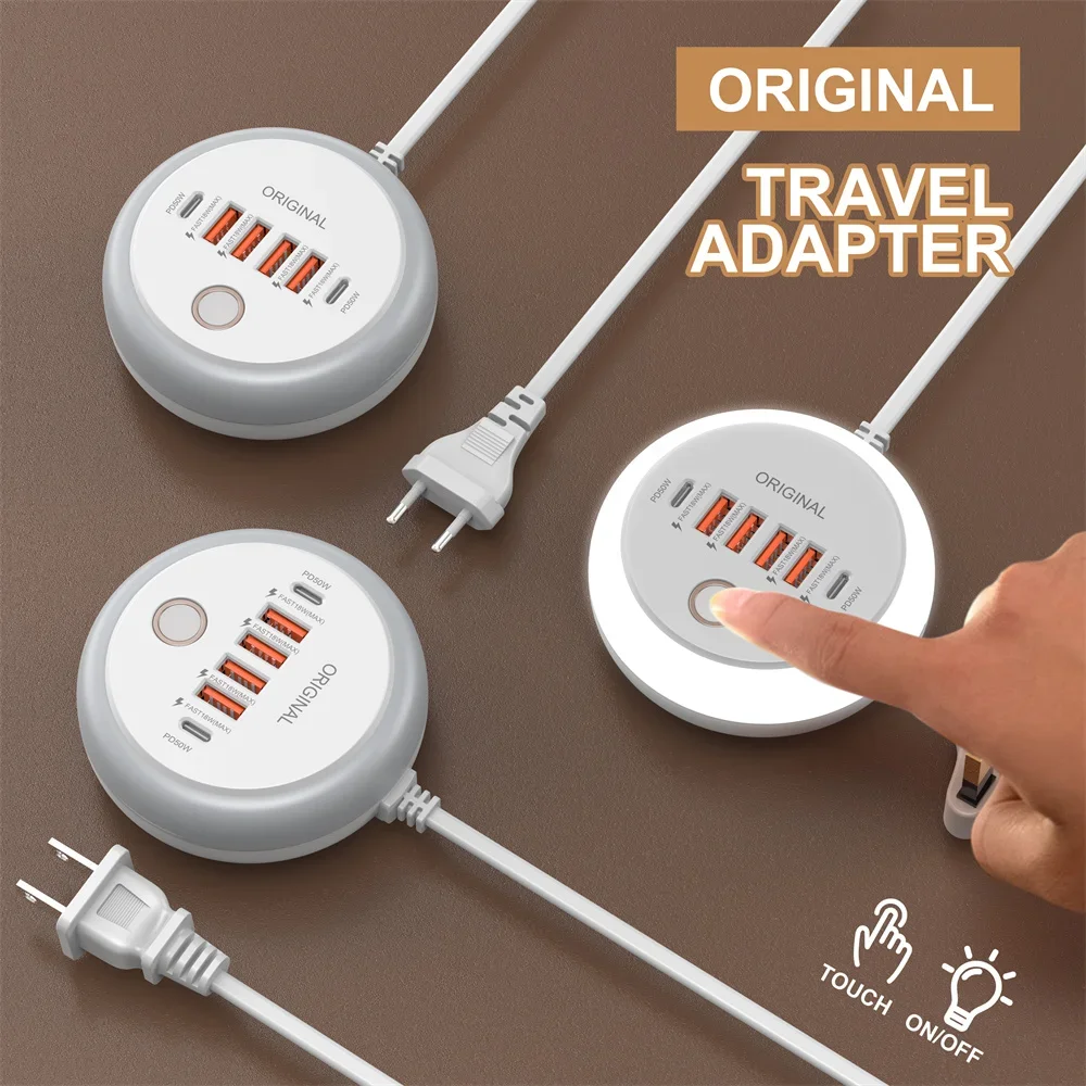 멀티탭 멀티 포트 USB C 소켓, 고속 충전 벽 충전기, 아이폰 12 13 용 USB 어댑터, 50W