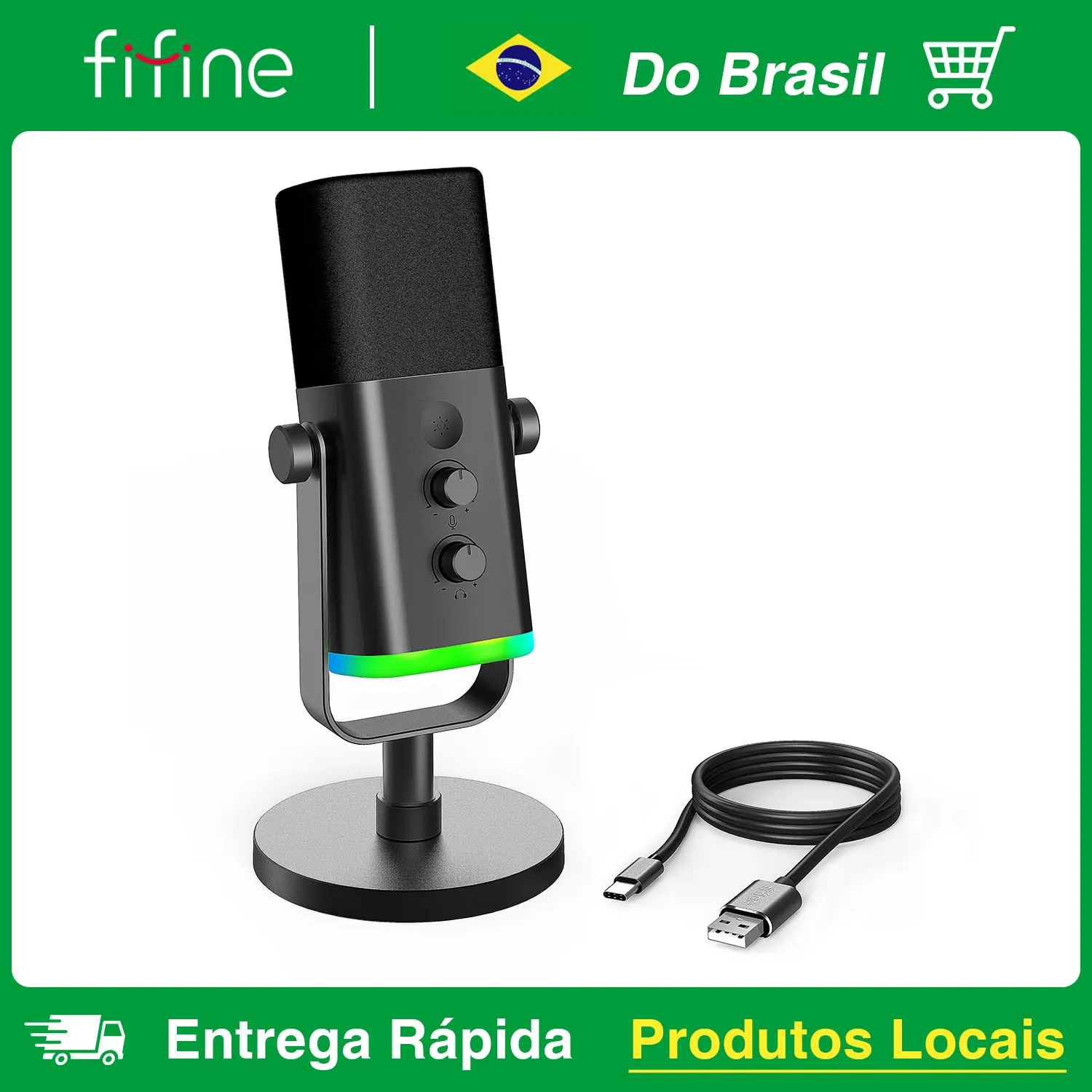 FIFINE USB XLR 다이나믹 마이크, RGB 컨트롤, 헤드폰 잭, 음소거, PC 게임 녹음 스트리밍 AmpliGame-AM8 마이크 title=FIFINE USB XLR 다이나믹 마이크, RGB 컨트롤, 헤드폰 잭, 음소거, PC 게임 녹음 스트리밍 AmpliGame-AM8 마이크 