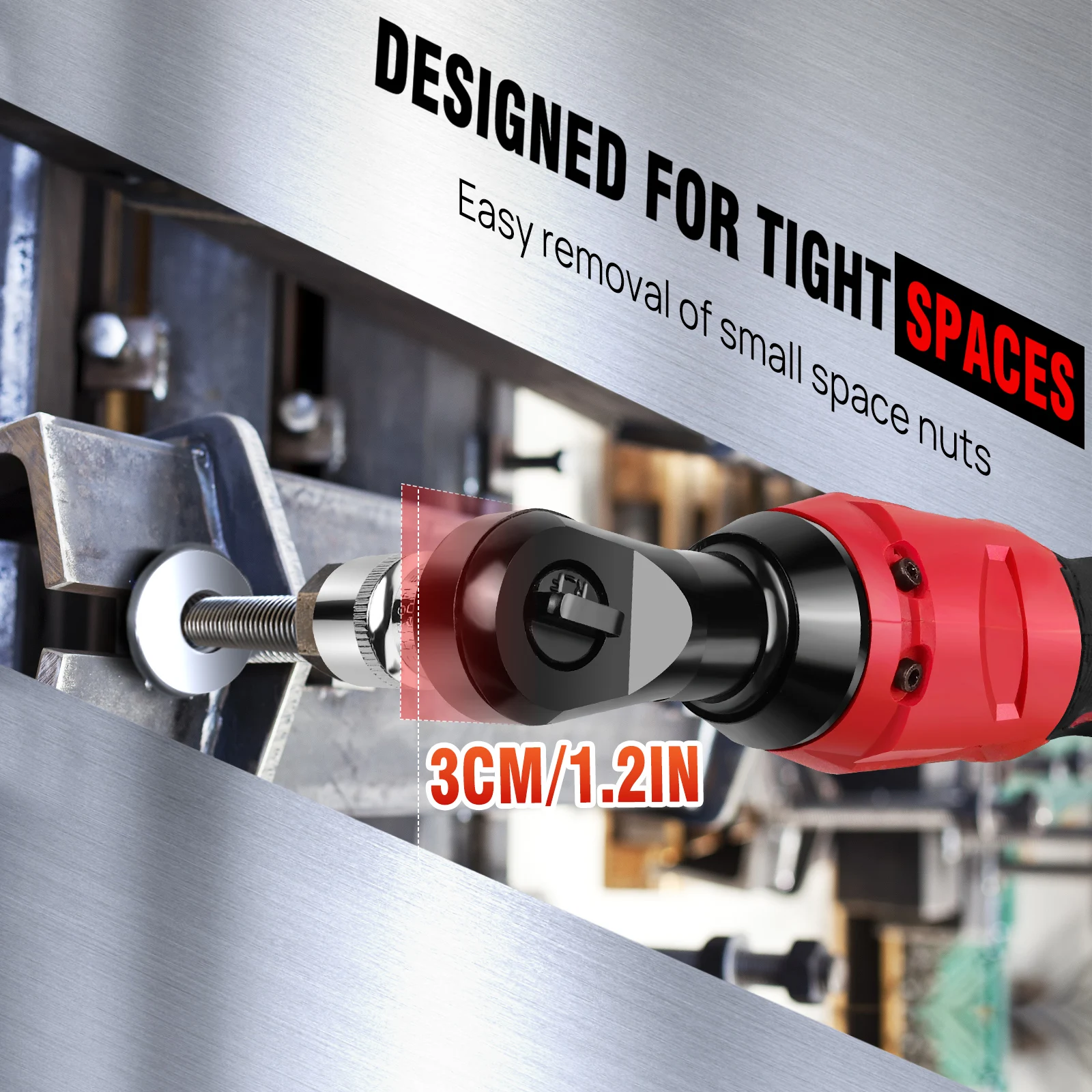 DayPlus 무선 전기 래칫 렌치, 90 ° 앵글 렌치, 12V 파워 래칫 도구, 배터리 2 개 및 충전기, 소켓 7 개, 200NM, 3/8 인치