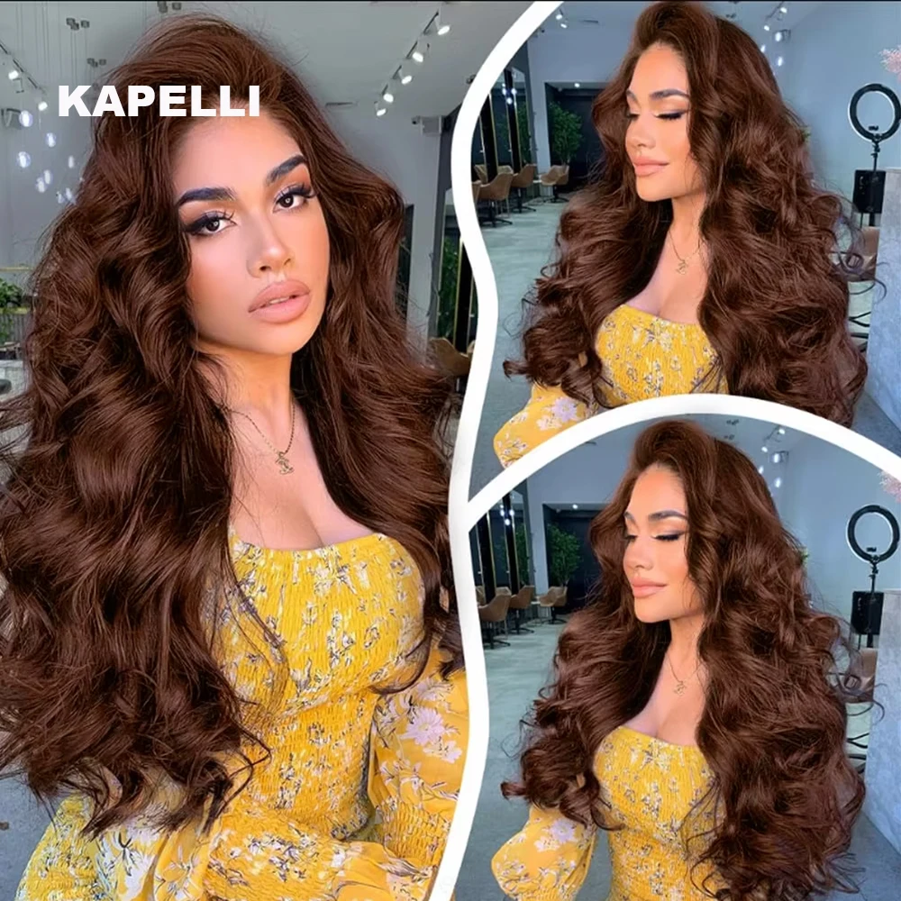 클로저 바디 웨이브 인모 번들, 브라질 번들, 4x4 레이스 클로저 다크 브라운, 금발 컬러 3/4 번들, 헤어 레미, 10A