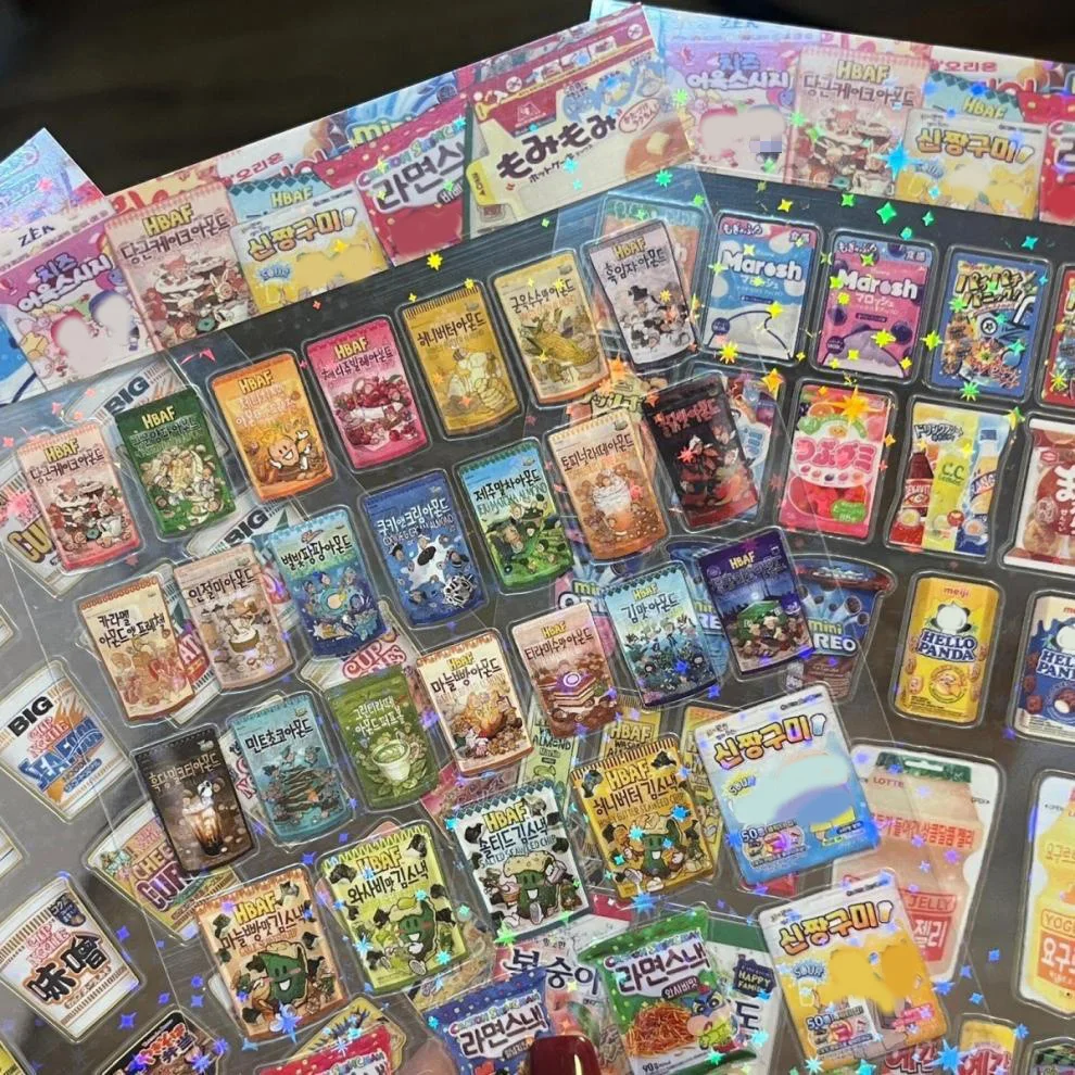 휴대폰용 스낵 식품 포장 스티커, 애완 동물 방수 만화 스크랩북 스티커, 일기장 문구, 카와이, 5 개