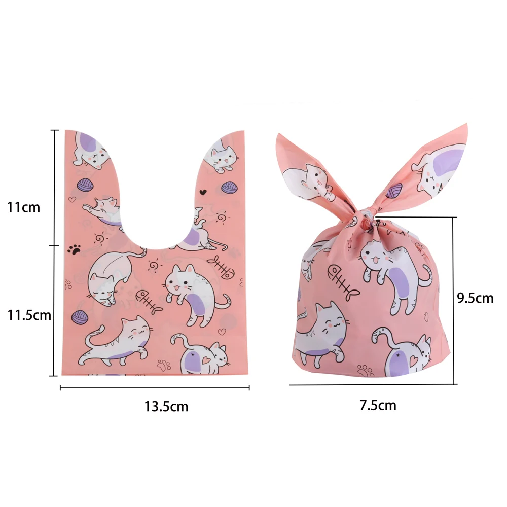 플라스틱 사탕 가방, 쿠키 귀여운 판지 토끼 귀 가방, 비스킷 스낵 베이킹 포장 용품, 어린이 선물 도매, 10 개, 25 개, 50 개