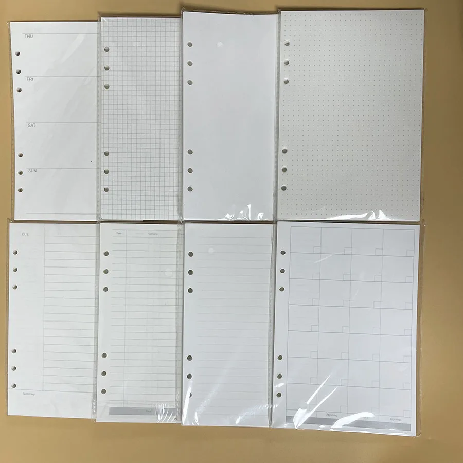 비즈니스 A5 A6 루스 리프 노트 리필 나선형 바인더 인덱스 내부 페이지, 월간 매주 할 일 목록, 종이 문구, 45 매