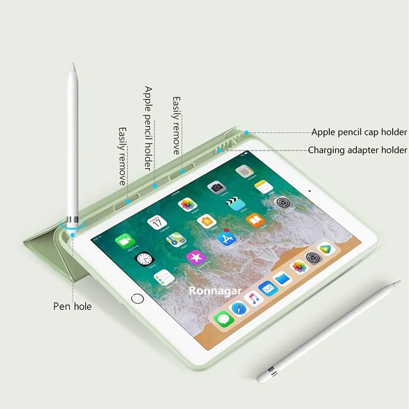 iPad Air 11 M2 2024 Pro11 M2 M4 iPad 9th Air2 케이스 iPad 9.7 2018 2017 5/6th Air5 4 10.9 10th 7 8 10.2용 연필 슬롯 Funda 포함