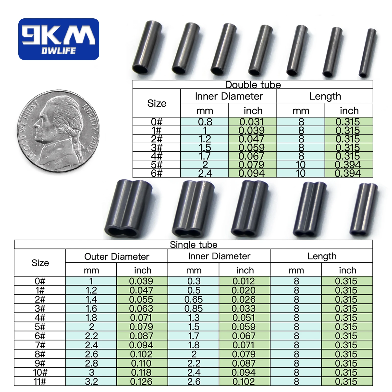 낚시 와이어 튜브 황동 낚시 싱글 더블 배럴 크림핑 슬리브 낚싯줄 액세서리, 낚시 튜브 커넥터, 50 ~ 200 피스