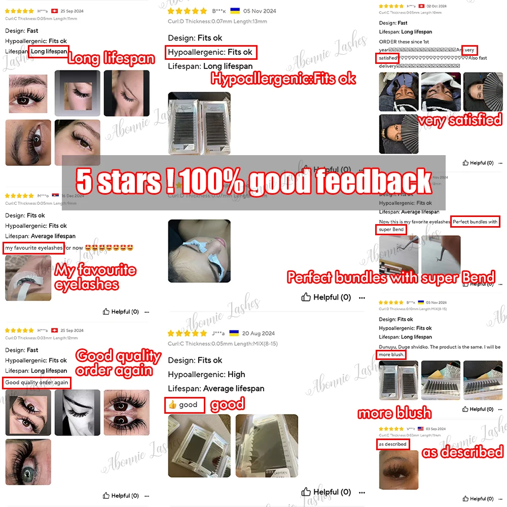 Abonnie-매트 다크 블랙 쉬운 팬 속눈썹 볼륨 익스텐션, 메가 속눈썹 블루밍 팬 아이래시 익스텐션 실 리오스 0.03-0.10mm