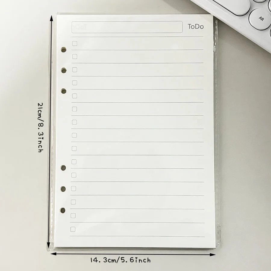 비즈니스 A5 A6 루스 리프 노트 리필 나선형 바인더 인덱스 내부 페이지, 월간 매주 할 일 목록, 종이 문구, 45 매