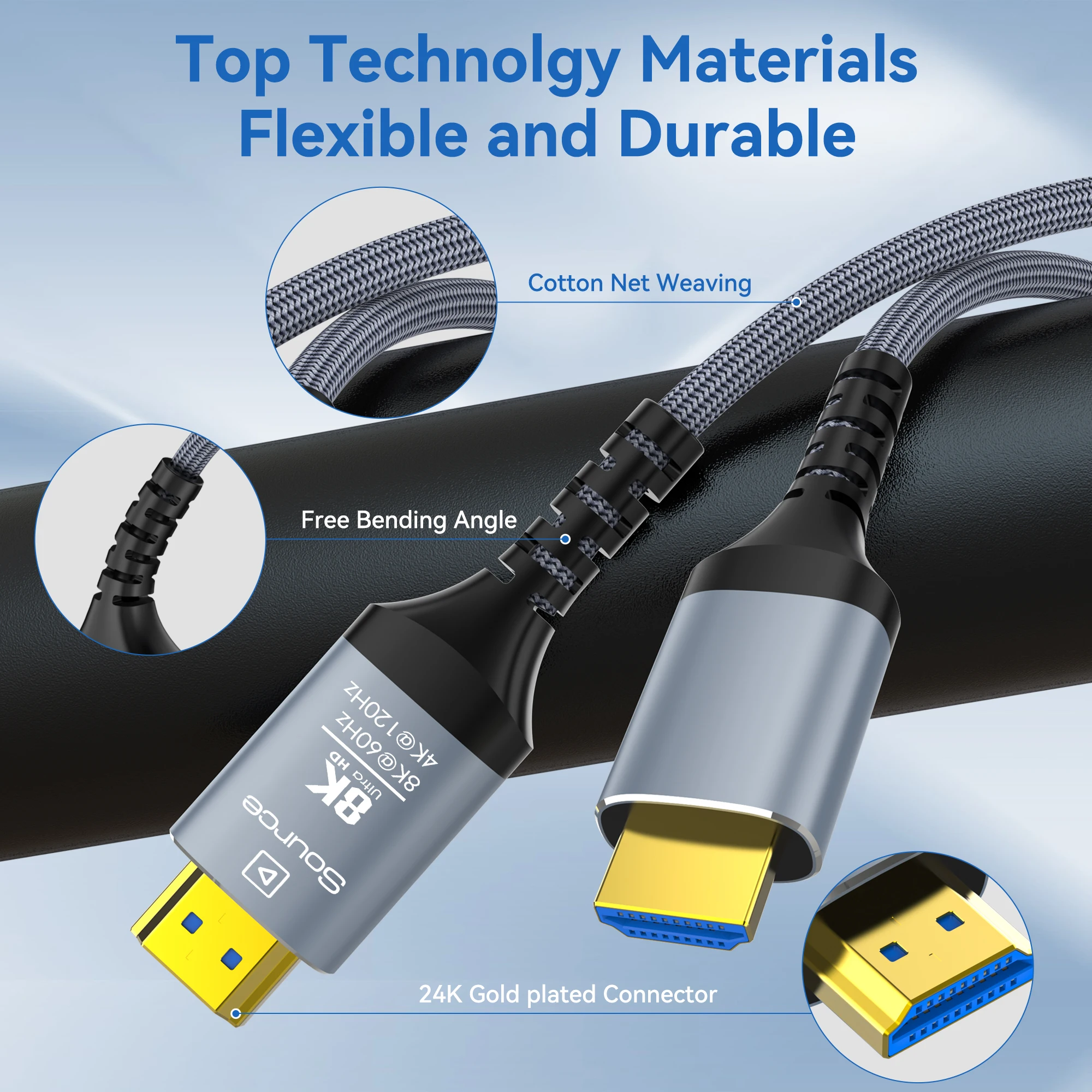 CYANMI 8K 광섬유 HDMI 케이블 10M(32.8피트) 15m(50피트), 48Gbps 고속 HDMI 2.1 케이블 8K@60Hz 4K@120Hz 다이내믹 HDR/eARC/HDCP 2.3, 울트라 HD 방향 HDMI 코드, LG 삼성 소니 TV/PS5/블루레이와 호환