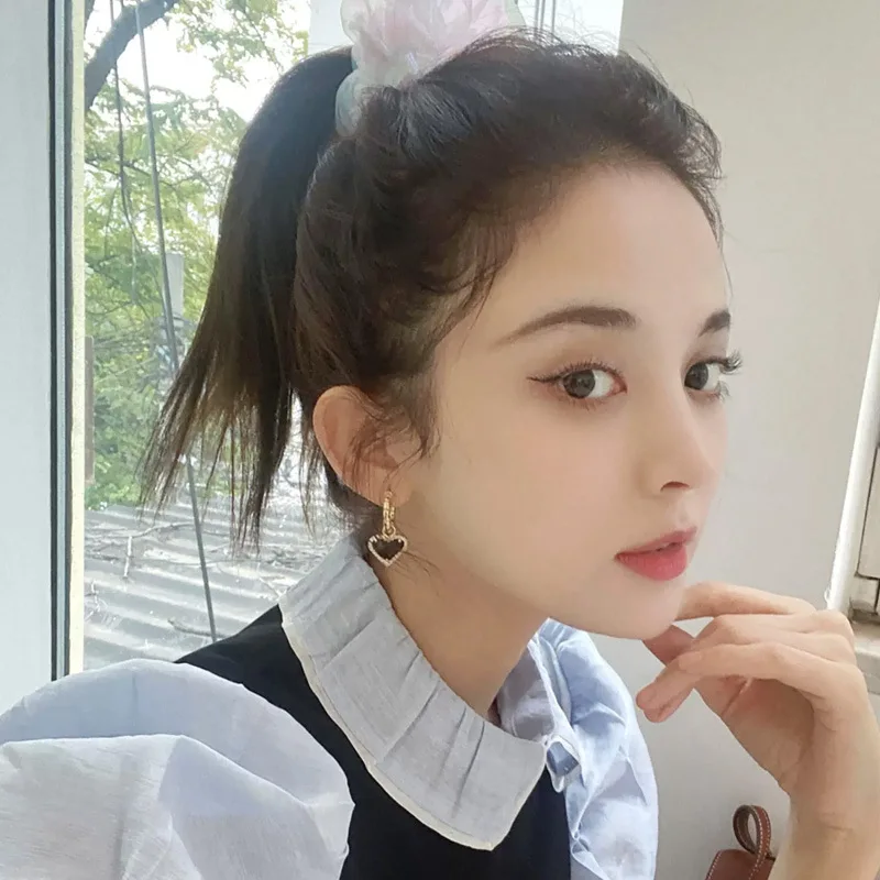 LIVVY 패션 블랙 러브 하트 지르콘 드롭 귀걸이, 여성 커플용, 창의적인 우아한 홀리데이 파티 쥬얼리 액세서리