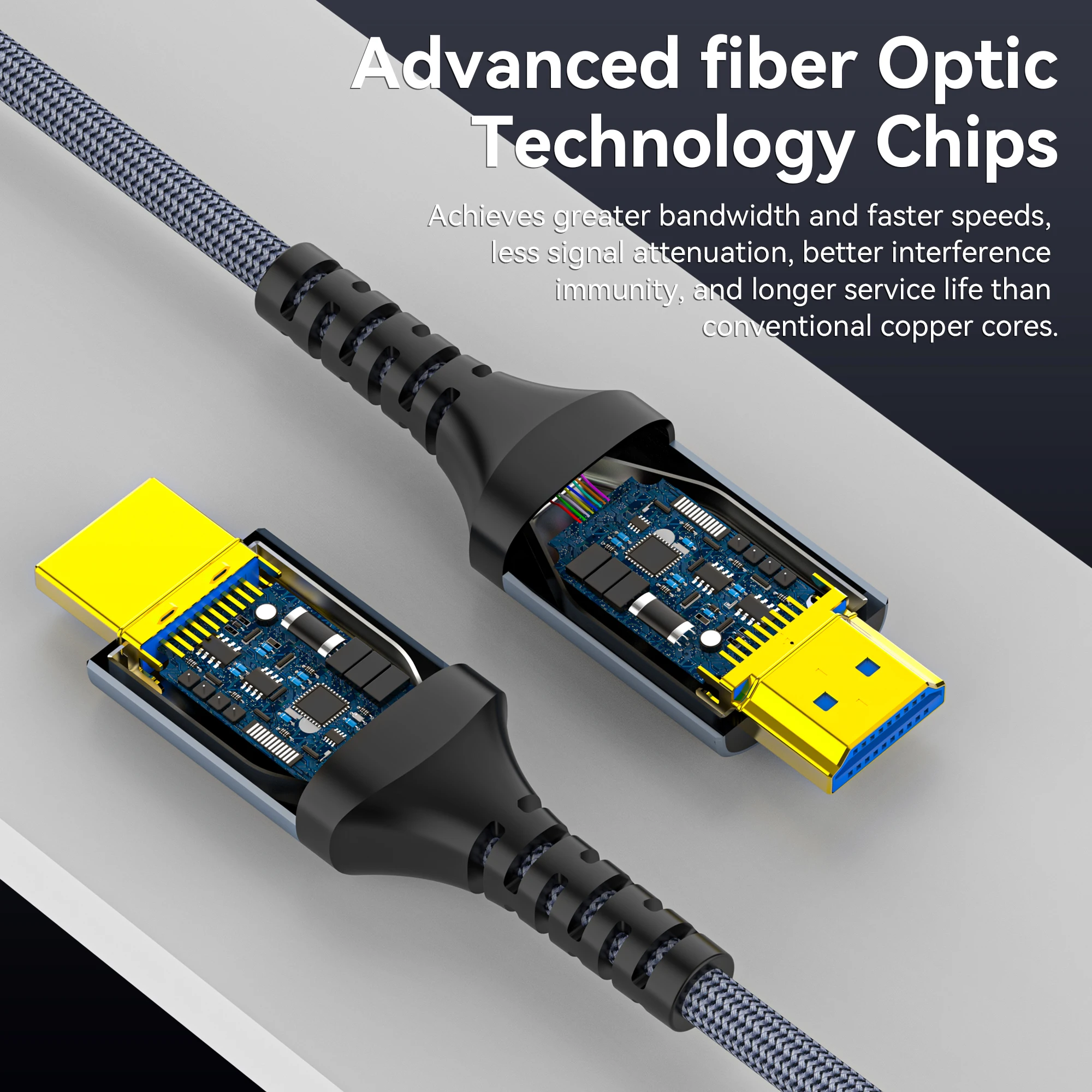 CYANMI 8K 광섬유 HDMI 케이블 10M(32.8피트) 15m(50피트), 48Gbps 고속 HDMI 2.1 케이블 8K@60Hz 4K@120Hz 다이내믹 HDR/eARC/HDCP 2.3, 울트라 HD 방향 HDMI 코드, LG 삼성 소니 TV/PS5/블루레이와 호환