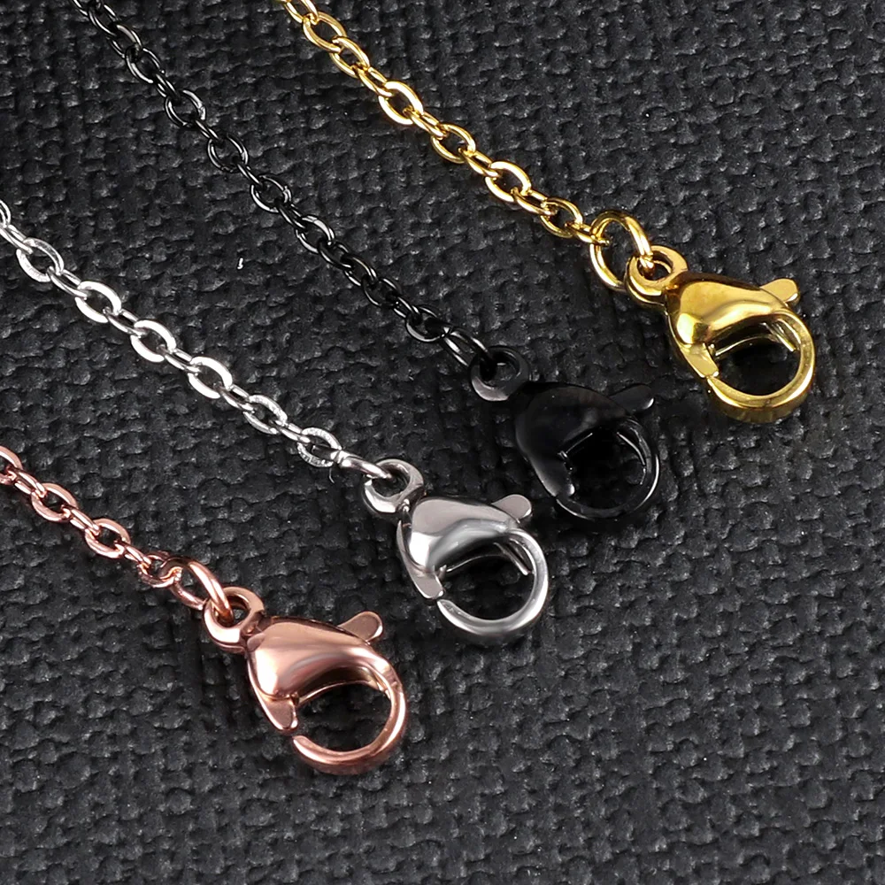 LUXUSTEEL 여성용 긴 쿠바 목걸이, 스테인리스 스틸 체인, O 모양, 롤로 링크, 펜던트 DIY 주얼리, 2mm, 1mm, 10 개 세트, 도매