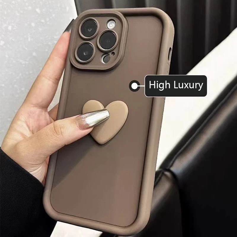 귀여운 INS 3D 러브 하트 실리콘 휴대폰 케이스, 아이폰 16 15 프로 맥스 케이스, 아이폰 14 13 12 11 X XS 7 8 플러스, 충격 방지 캔디 커버