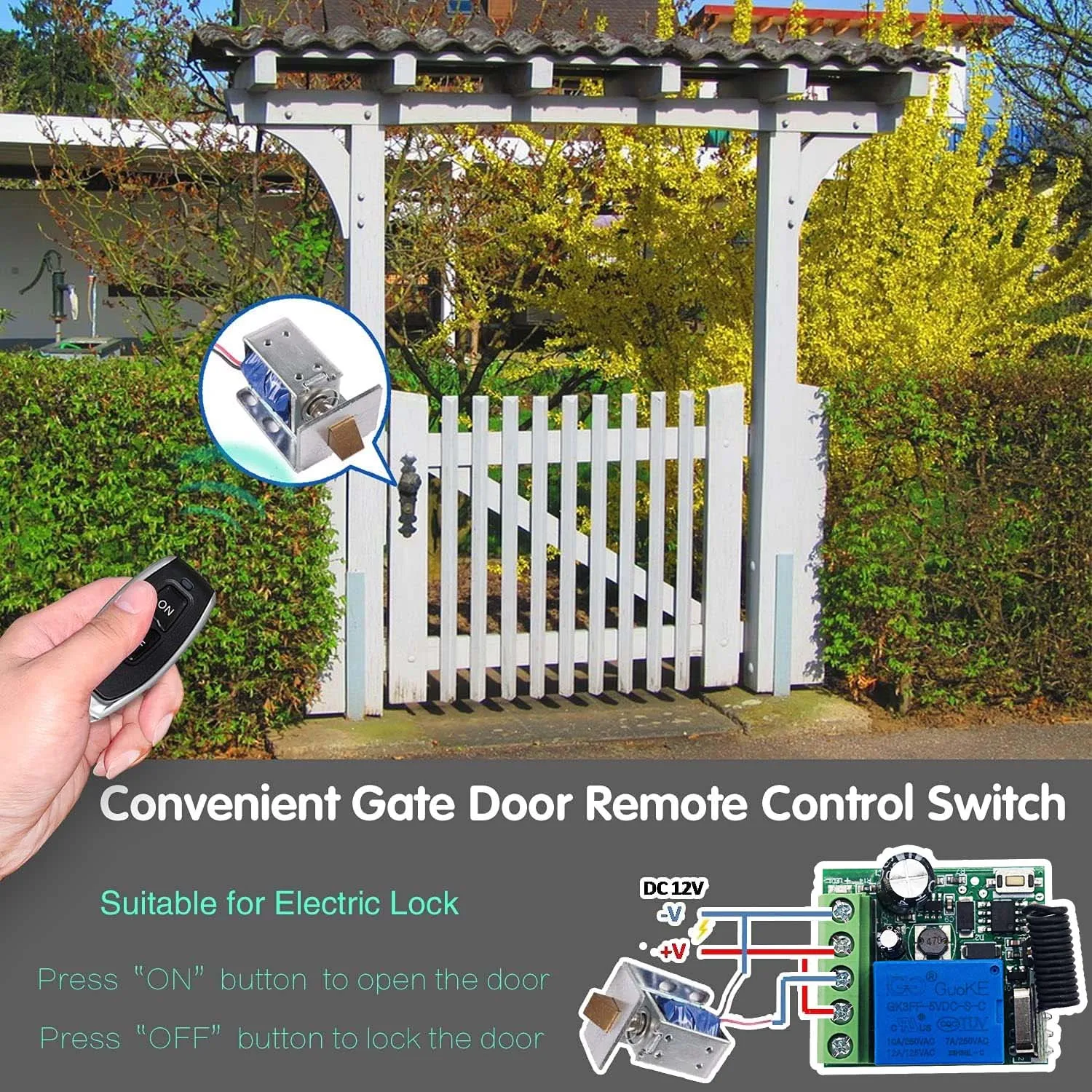 무선 리모컨 스위치, RF 릴레이, 송신기, 리모컨 게이트, 문짝 조명 제어, DC 12V, 24V, 48V, 60V, 433Mhz, 433MHz