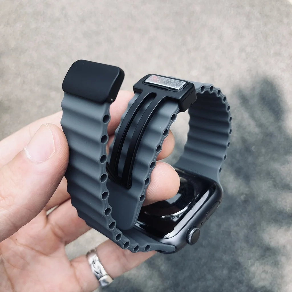 Apple Watch 밴드 울트라 2 용 마그네틱 버클 스트랩 49mm 45mm 44mm 40mm 41mm 38 42mm 실리콘 팔찌 iWatch 시리즈 7 6 3 se 8 9