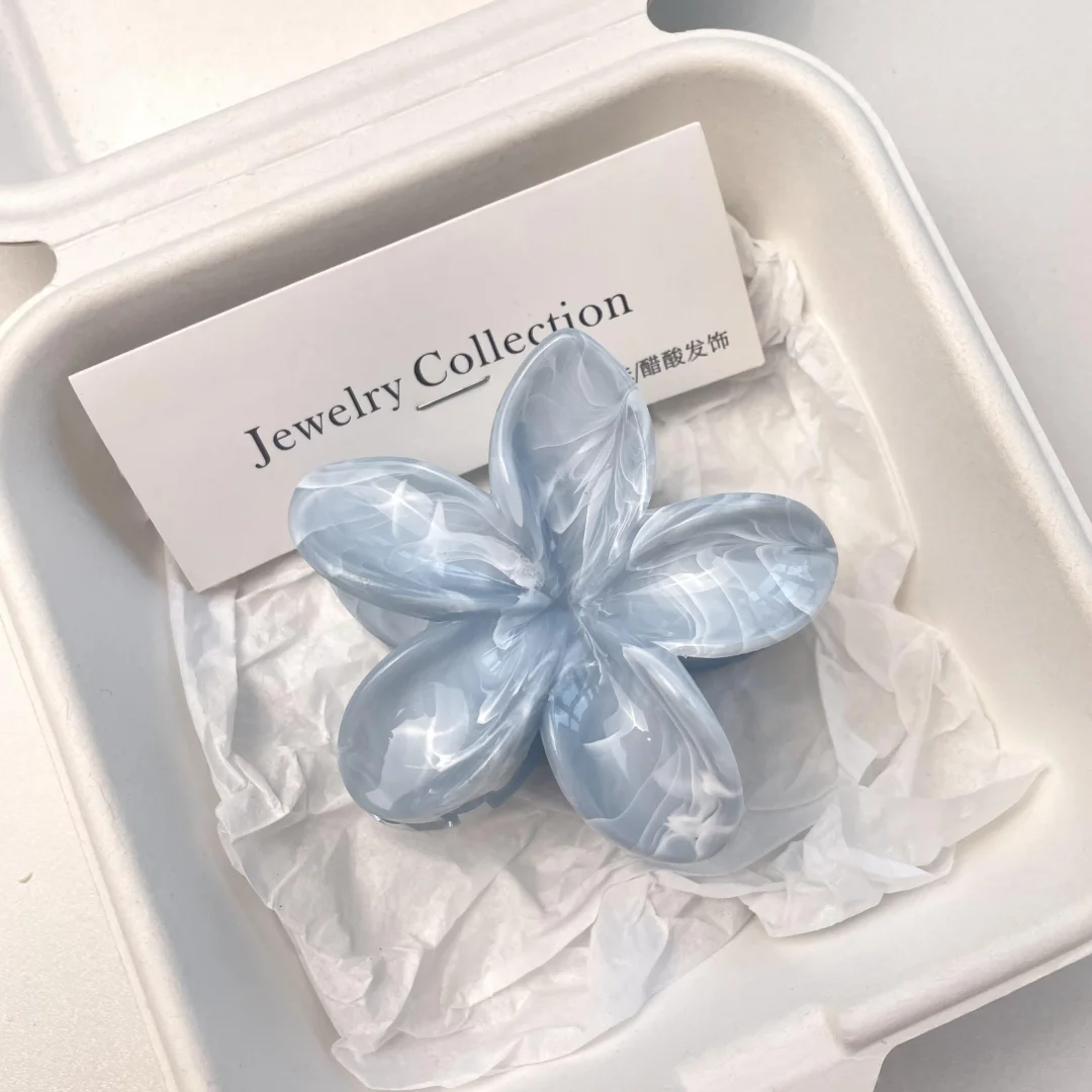 꽃 헤어 크랩 헤어 클립, 캐주얼 꽃 헤어 클로 클립, 상어 머리핀 바레트, 여름 패션